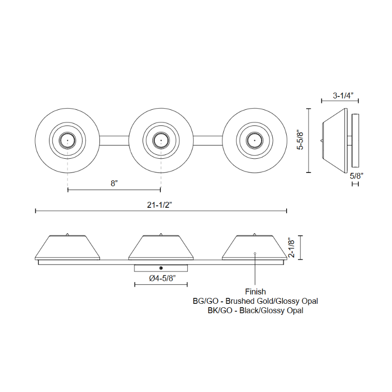 Kuzco VL45721 Holt 3-lt 22" LED Vanity