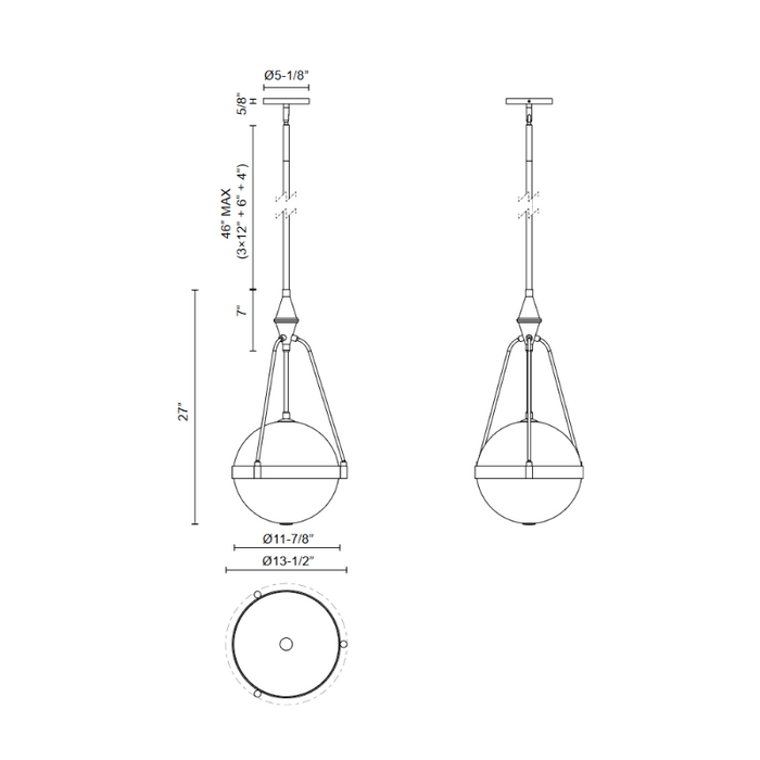 Alora Mood PD406414 Harmony 3-lt 14" Pendant