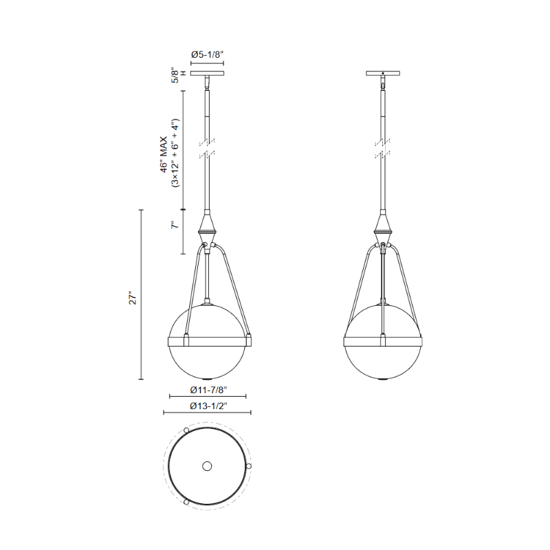 Alora Mood PD406414 Harmony 3-lt 14" Pendant