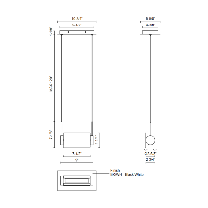 Kuzco LP73510 Phoenix 1-lt 9" LED Linear Pendant