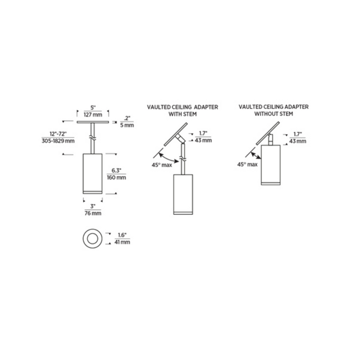 Element EC3R 3" 24W Wall Wash LED Cylinder, Pendant Mount