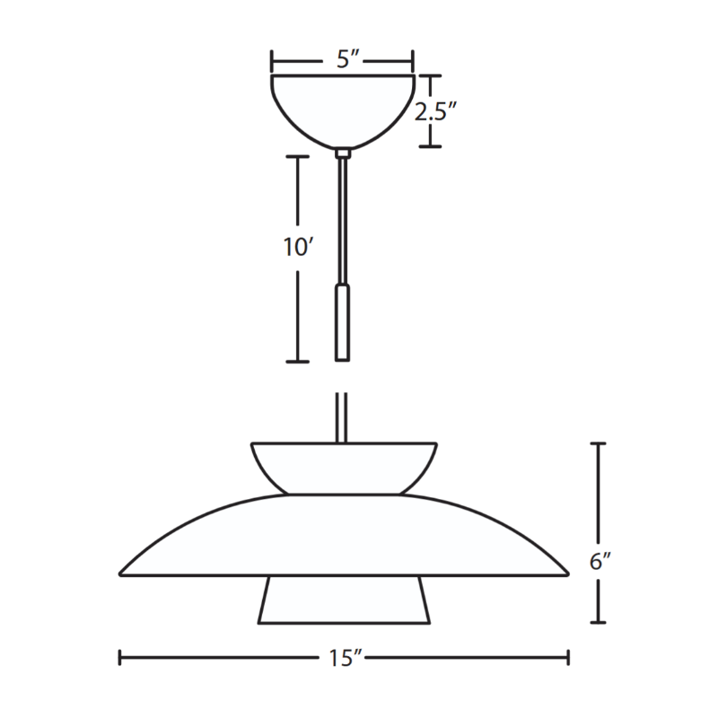 Besa 1JC-4513 Trilo 15 1-lt 15" Pendant, Cord Fixture with Dome Canopy