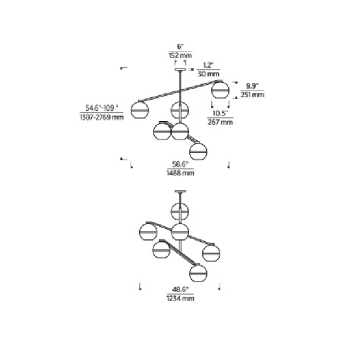 Visual Comfort SLCH354C Lowing 6-lt 59" LED Chandelier