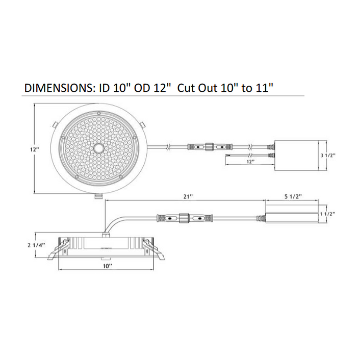 Lotus LL10R 10" 50W LED Round Slim Commercial Recessed Downlight
