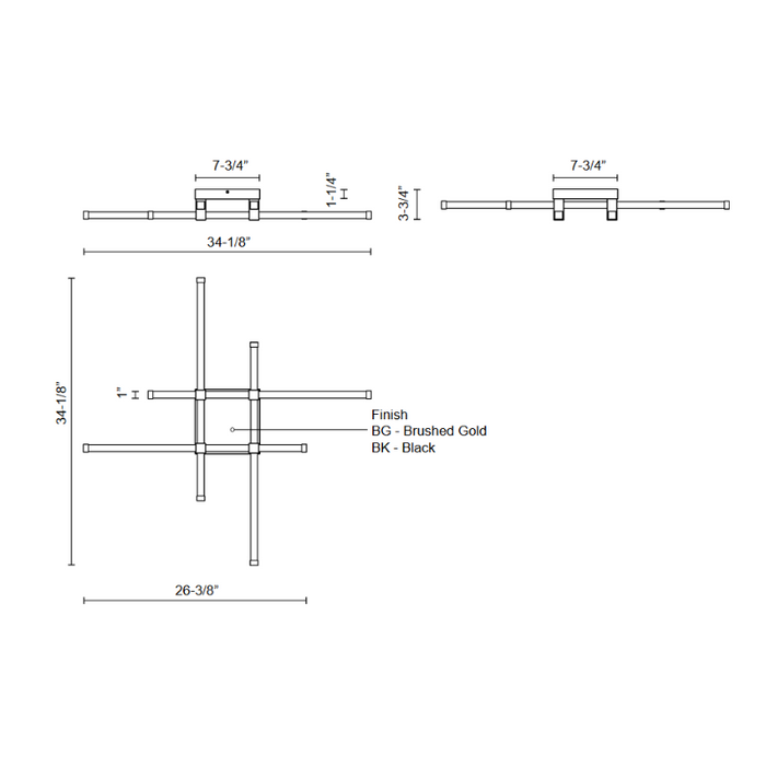 Kuzco FM23534 Blade 4-lt 34" LED Flush Mount