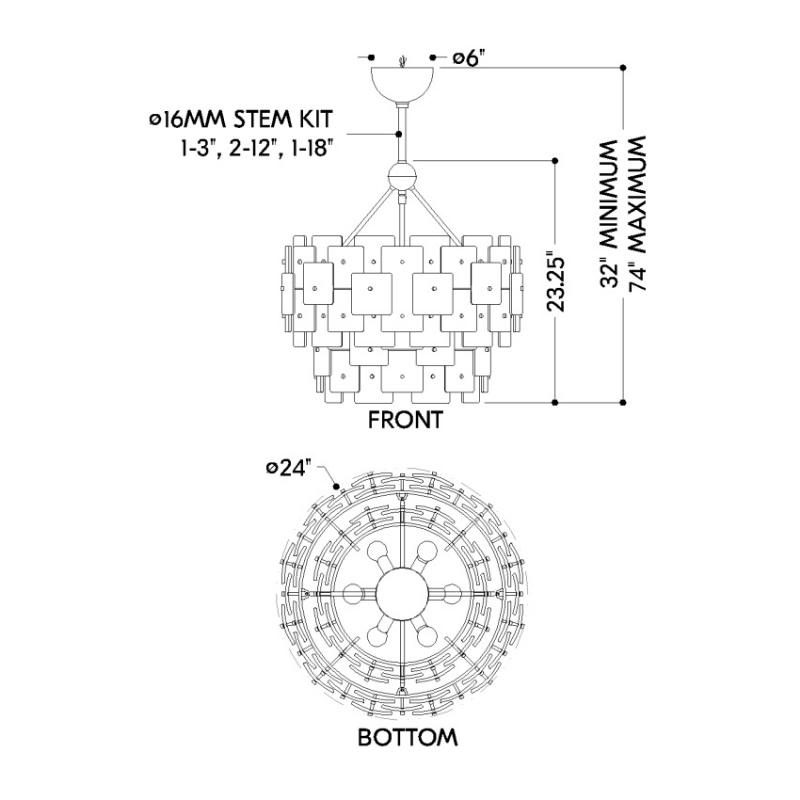 Troy F2124 Jacik 6-lt 24" Chandelier