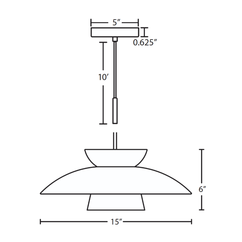Besa 1JT-4513 Trilo 15 1-lt 15" LED Pendant, Cord Fixture with Flat Canopy