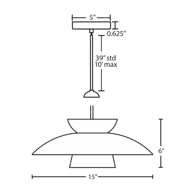 Besa 1TT-4513 Trilo 15 1-lt 15" Pendant, Stem Fixture