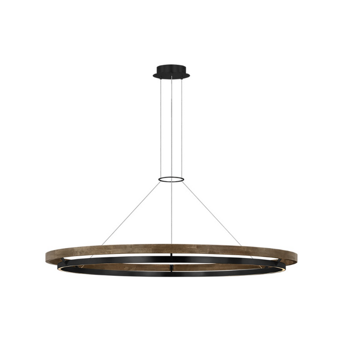 Visual Comfort SLCH30030 Grace 65 1-lt 65" LED Chandelier - Matte Black/Weathered Oak