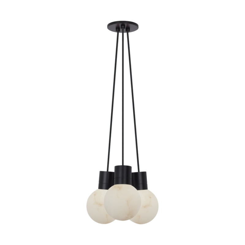 Visual Comfort SLCH542 Mina 3-lt 9" LED Chandelier - Black/Black Cord