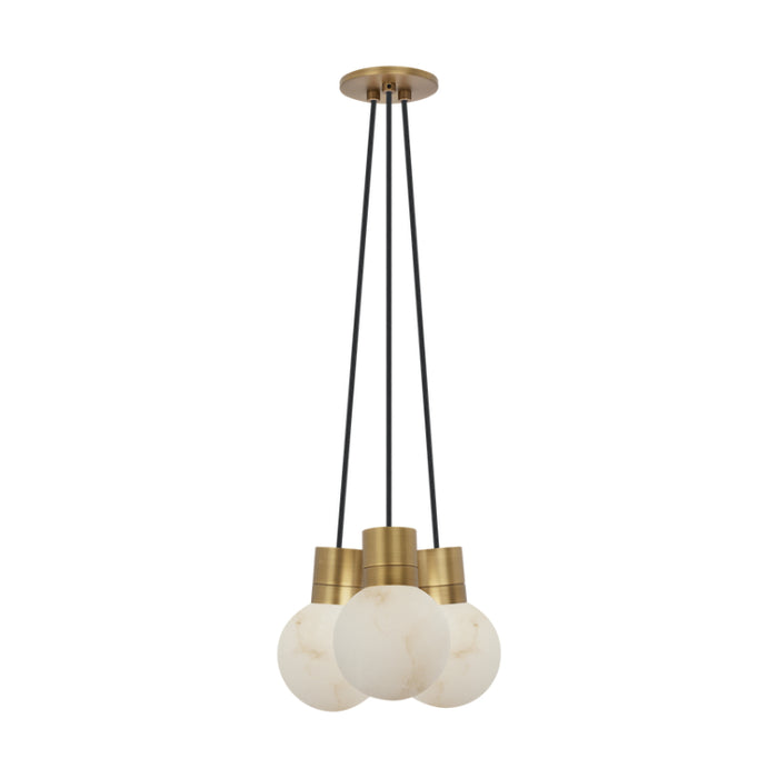 Visual Comfort SLCH542 Mina 3-lt 9" LED Chandelier - Hand Rubbed Antique Brass/Black Cord