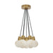 Visual Comfort SLCH543 Mina Alabaster 7-lt 14" LED Chandelier - Hand Rubbed Antique Brass/Black Cord