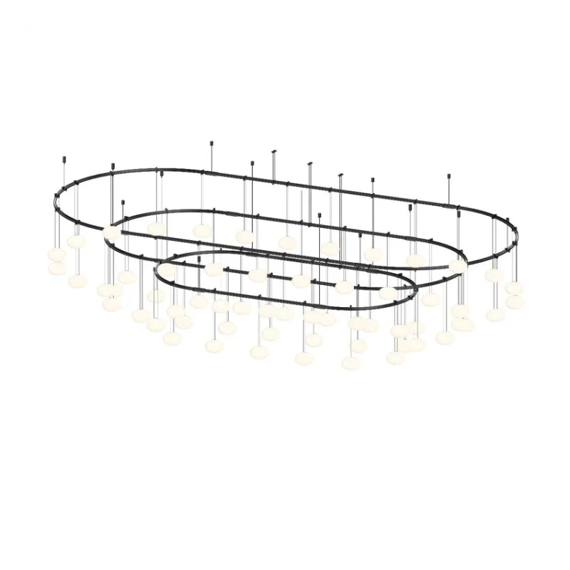 Sonneman SLS4238 Suspenders Path 3-Bar Racetrack with Height Adjustable Etched Globe Luminaires - Satin Black