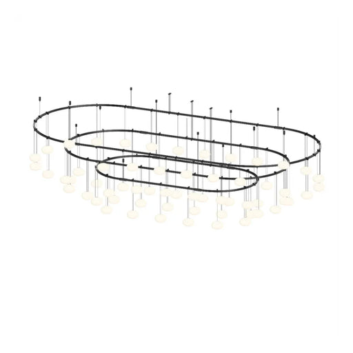 Sonneman SLS4238 Suspenders Path 3-Bar Racetrack with Height Adjustable Etched Globe Luminaires - Satin Black