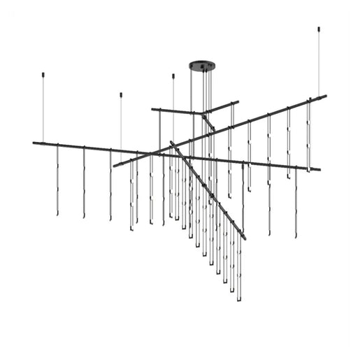 Sonneman SLS4240 Suspenders  83" 4-Tier Tri-Bar with Crystal Ladder Light Luminaires - Satin Black