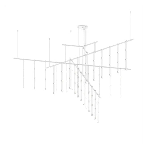 Sonneman SLS4240 Suspenders  83" 4-Tier Tri-Bar with Crystal Ladder Light Luminaires - Satin White