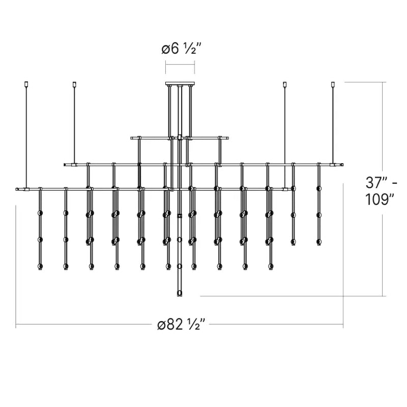 Sonneman SLS4240 Suspenders  83" 4-Tier Tri-Bar with Crystal Ladder Light Luminaires