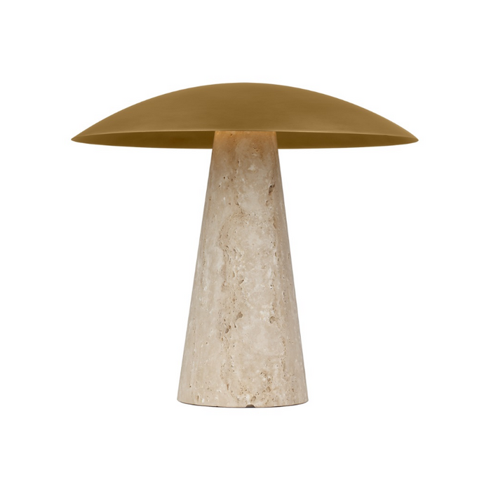 Visual Comfort SLTB34327 Aegis 1-lt 18" LED Table Lamp - Natural Brass/Natural Travertine