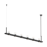 Sonneman 20QWL08 Intervals 6-lt 96" LED Linear Beam Pendant - Satin Black Clear w/Cone Uplight Trim