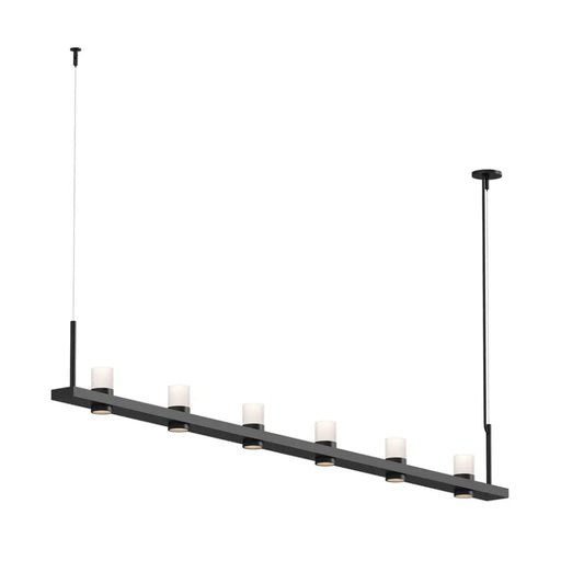 Sonneman 20QWL08 Intervals 6-lt 96" LED Linear Beam Pendant - Satin Black Etched Cylinder Uplight Trim