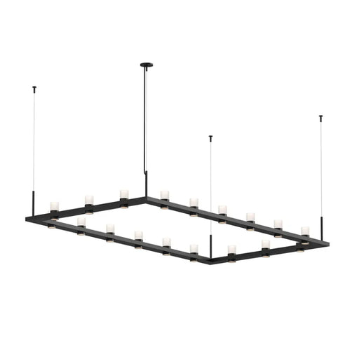 Sonneman 20QWR48 Intervals 18-lt 104" LED Linear Beam Pendant Satin Black Clear w/Cone Uplight Trim