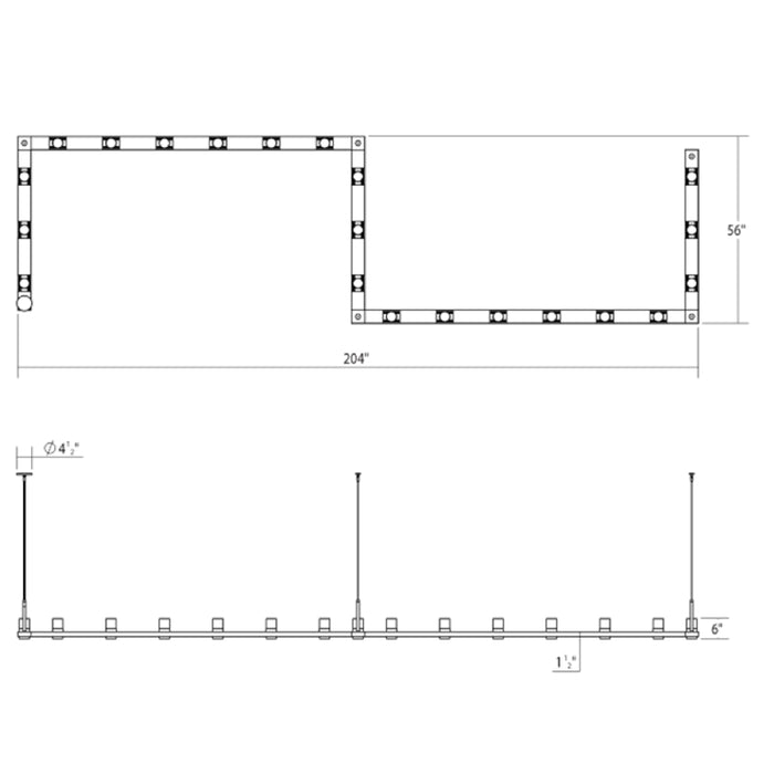 Sonneman 20QKZ46 Intervals 21-lt 4 x 16 Zig-Zag LED Pendant