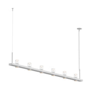 Sonneman 20QWL08 Intervals 6-lt 96" LED Linear Beam Pendant - Satin White Clear w/Cone Uplight Trim