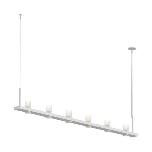 Sonneman 20QWL08 Intervals 6-lt 96" LED Linear Beam Pendant - Satin White Etched Cylinder Uplight Trim