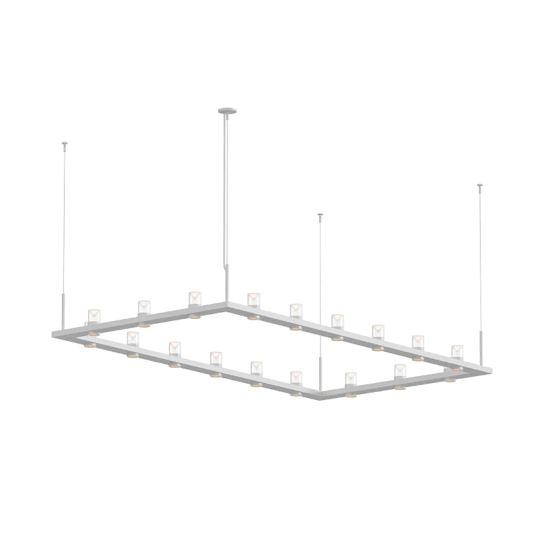 Sonneman 20QWR48 Intervals 18-lt 104" LED Linear Beam Pendant Satin White Clear w/Cone Uplight Trim