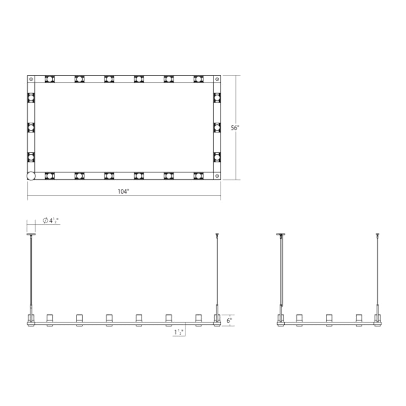 Sonneman 20QWR48 Intervals 18-lt 104" LED Linear Beam Pendant