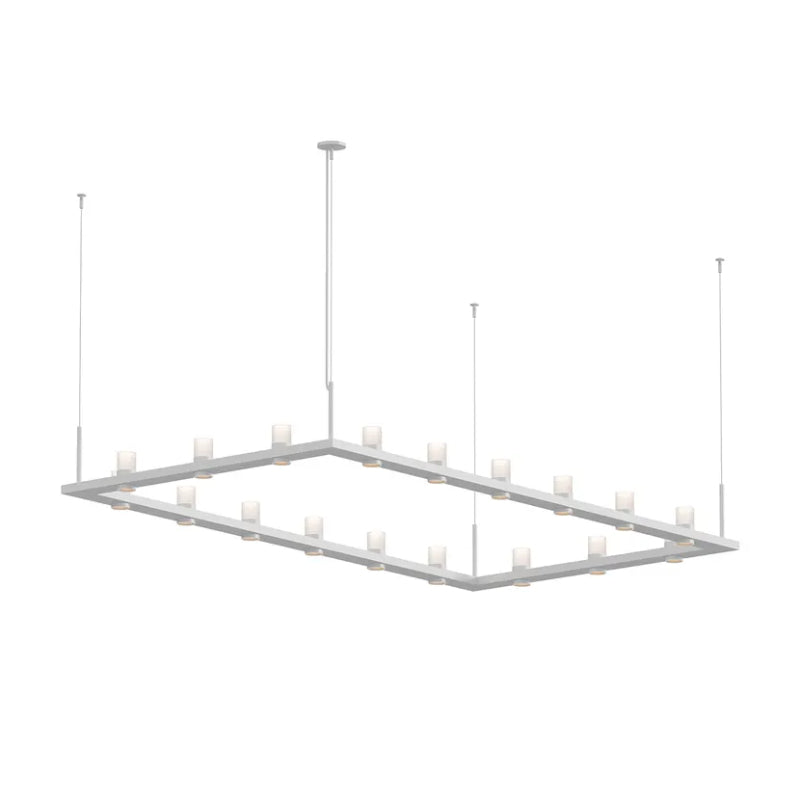 Sonneman 20QWR48 Intervals 18-lt 104" LED Linear Beam Pendant Satin White Etched Cylinder Uplight Trim