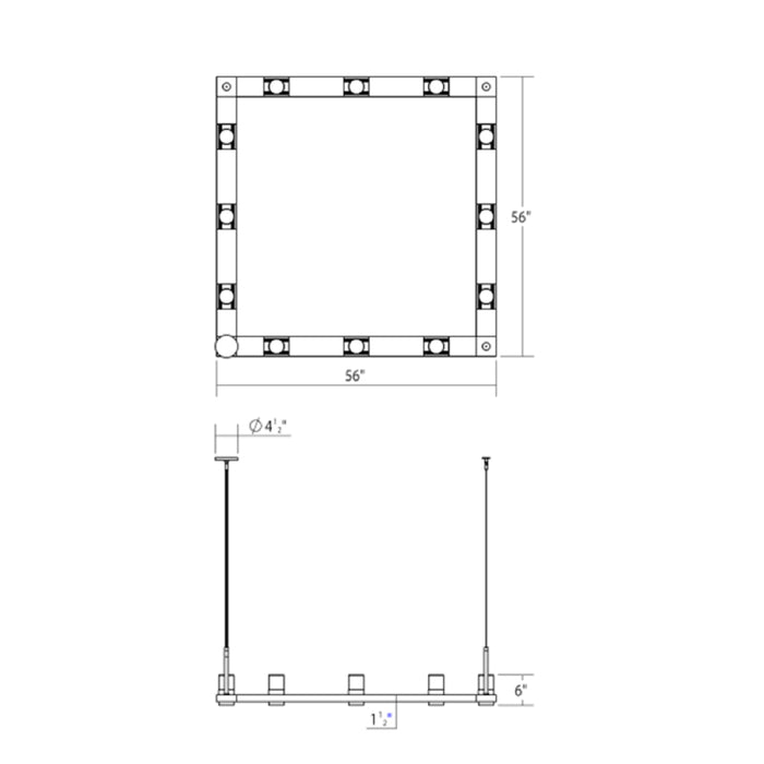 Sonneman 20QWS04 Intervals 12-lt 56" Square LED Pendant