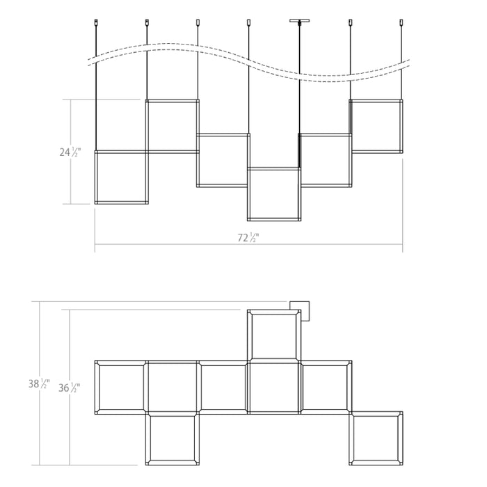 Sonneman 24Z0002 Cubix 6-lt 73" LED Pendant