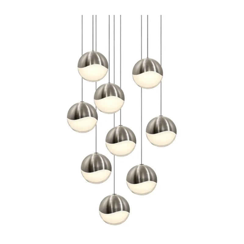 Sonneman 2916 Grapes 9-lt 14" LED Chandelier - Large Satin Nickel