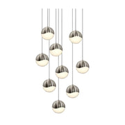 Sonneman 2916 Grapes 9-lt 13" LED Chandelier - Medium Satin Nickel