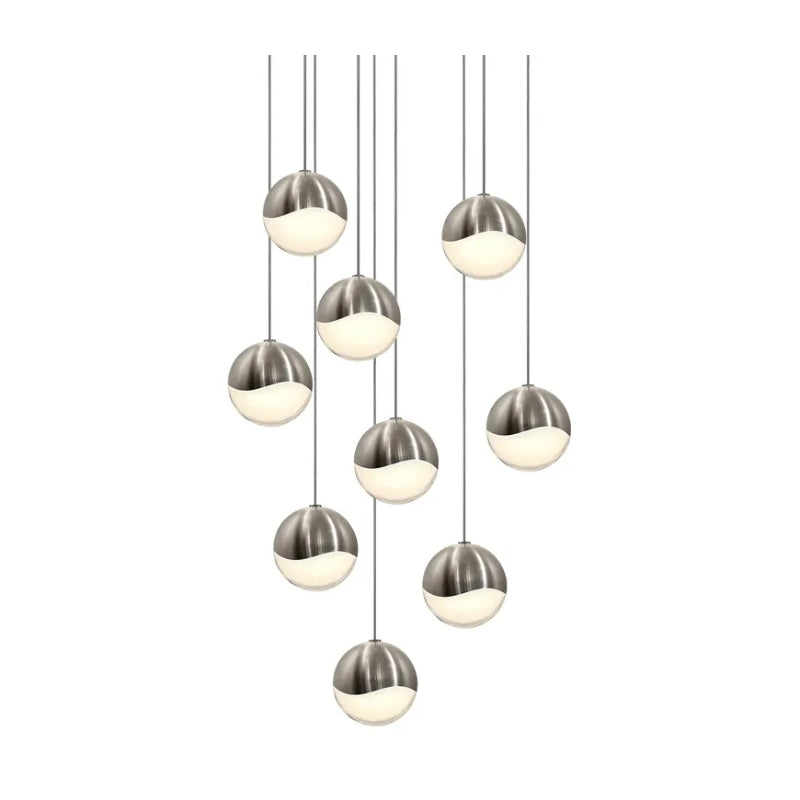Sonneman 2916 Grapes 9-lt 13" LED Chandelier - Medium Satin Nickel