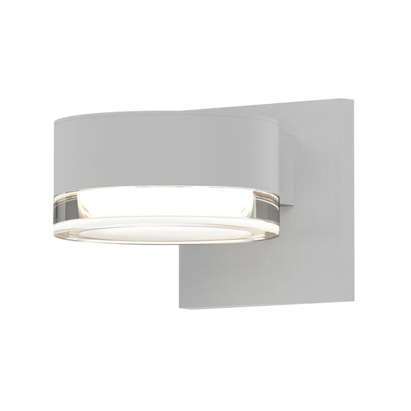 Sonneman 7300 Reals 5" Indoor/Outdoor Downlight LED Wall Sconce - Plate Cap / Cylinder Lens Textured White/Clear Cylinder