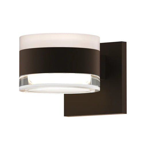 Sonneman 7302 Reals 5" Up/Down LED Wall Sconce - White Cylinder / Clear Cylinder Lens Textured Bronze