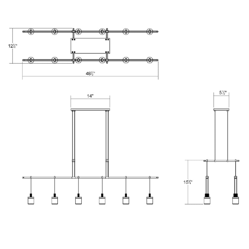 Sonneman S1G48K-JR180606 Suspenders 48" 2-Tier Tandem with Drum Luminaires Pendants
