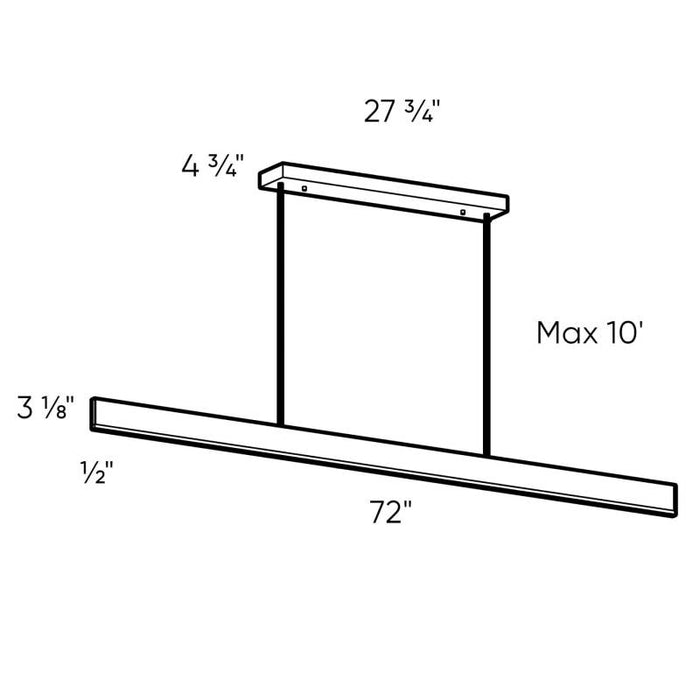 Dals SPD72-CC Beam 1-lt 72" LED Slim Linear Pendant, 5CCT Selectable
