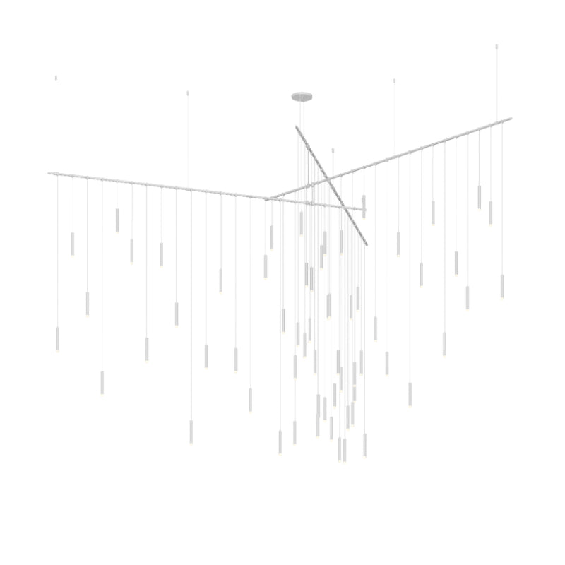 Sonneman SLS1149 Suspenders 13-ft Freeform Tri-Bar with Monoline Thin Cylinder Luminaires - Satin White