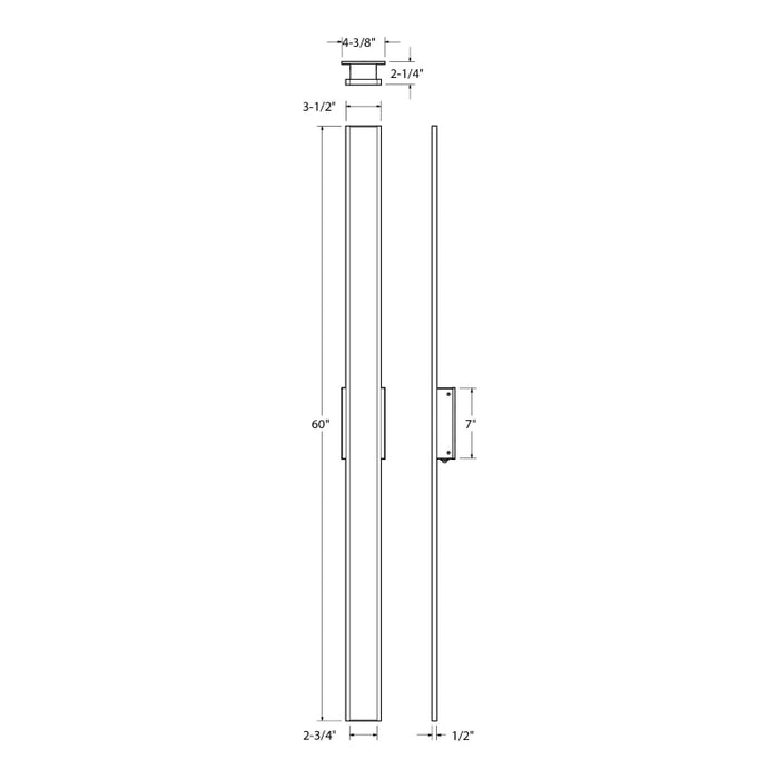 Dals SWS60-CC Gemini 60" Tall LED Outdoor Wall Sconce, 5CCT Selectable