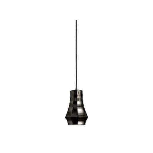 Bover Tibeta 01 1-lt 5" LED Pendant-Black Chrome/Black Fabric