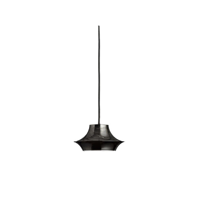 Bover Tibeta 03 1-lt 9" LED Pendant-Antique Brass/Black Fabric