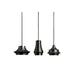Bover Tibeta Set 3 3-lt 28" LED Pendant-Black Chrome/Black Fabric