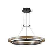 Tech 700GRC36 Grace 36" LED Chandelier - Matte Black/Weathered Oak Wood