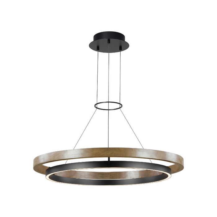 Tech 700GRC36 Grace 36" LED Chandelier - Matte Black/Weathered Oak Wood