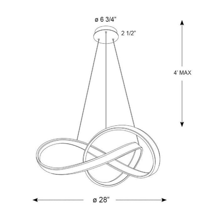 Dals TWPD-CC Twirl 1-lt 28" LED Pendant, 5CCT Selectable