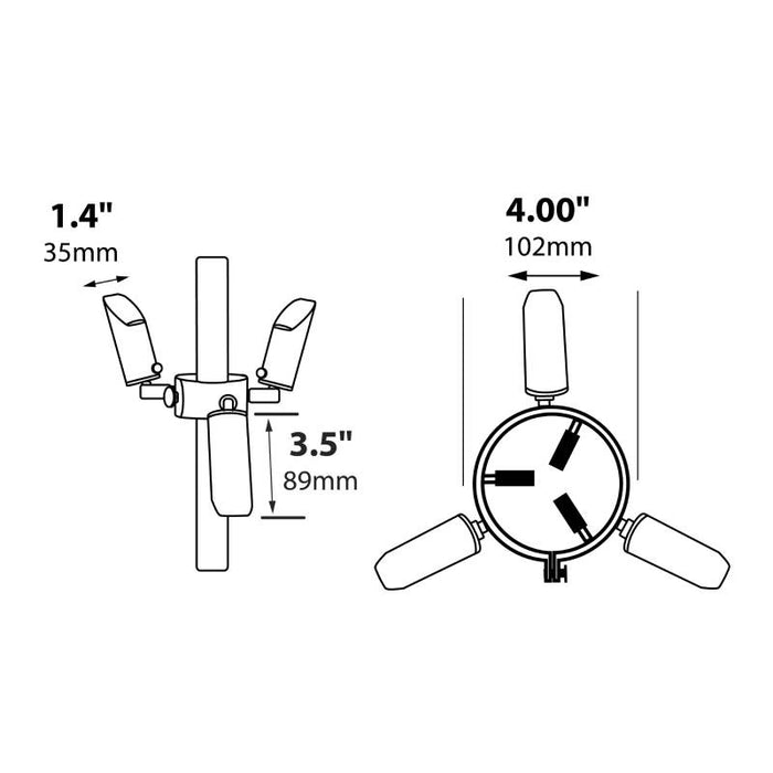Focus Industries UL03LED Aluminum 3-lt MR8 LED Umbrella Light, 12V