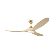 Visual Comfort 3MAVSM60D Maverick Smart 60" Ceiling Fan with LED Light Kit - Burnished Brass with Washed White Oak Blades